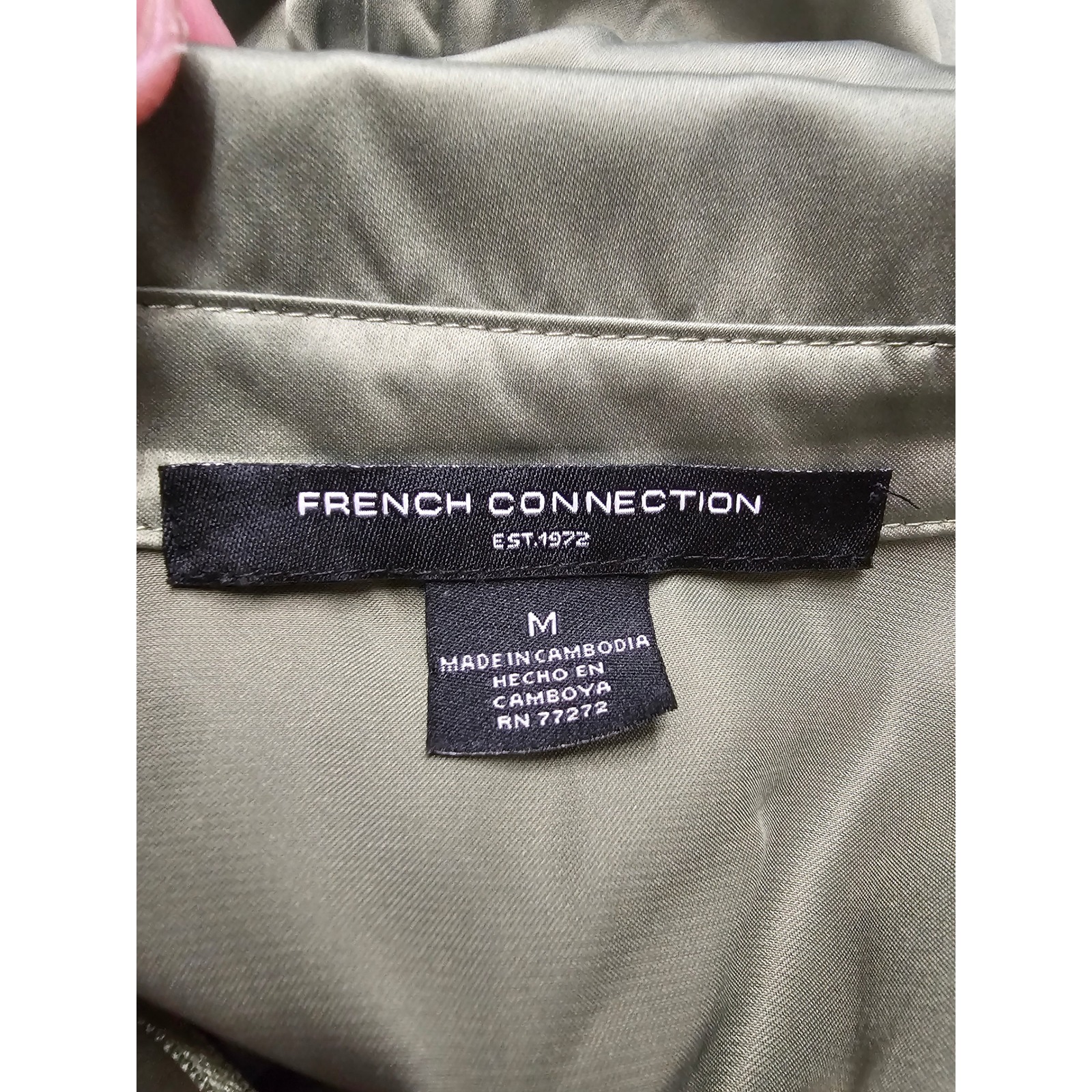 French Connection Womens Long Shirt Dress Olive Polyester Casual Size Medium — image 4 of 7